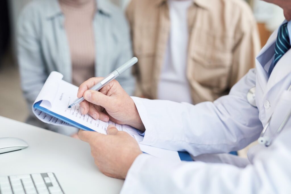Filling patients form for registration